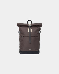 Sac à dos recyclé Sandqvist Icon Rolltop 23L à personnaliser - Brown With Natural Leather