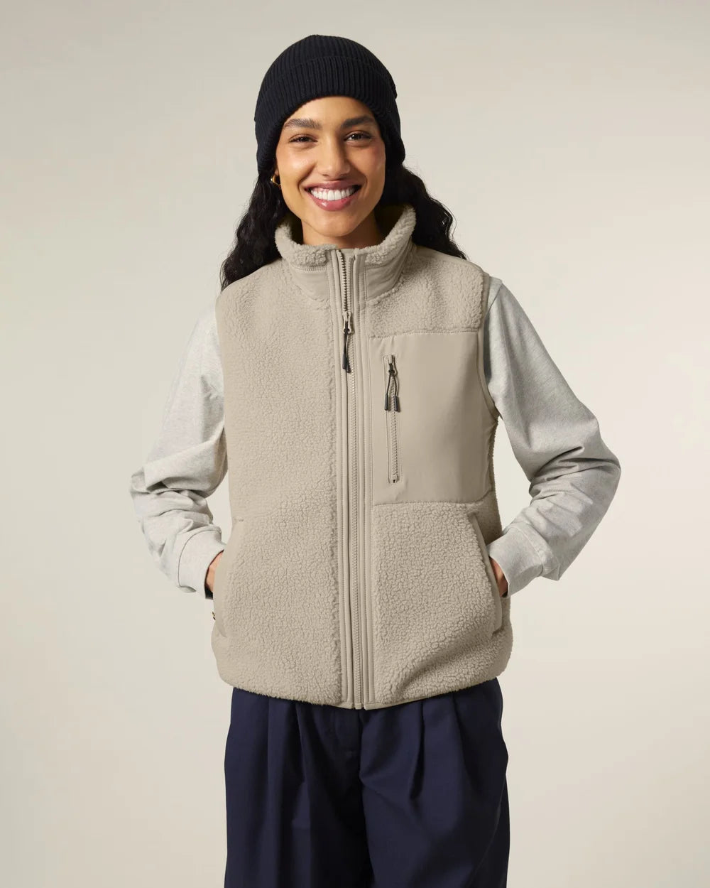 Veste sherpa sans manches unisexe à personnaliser