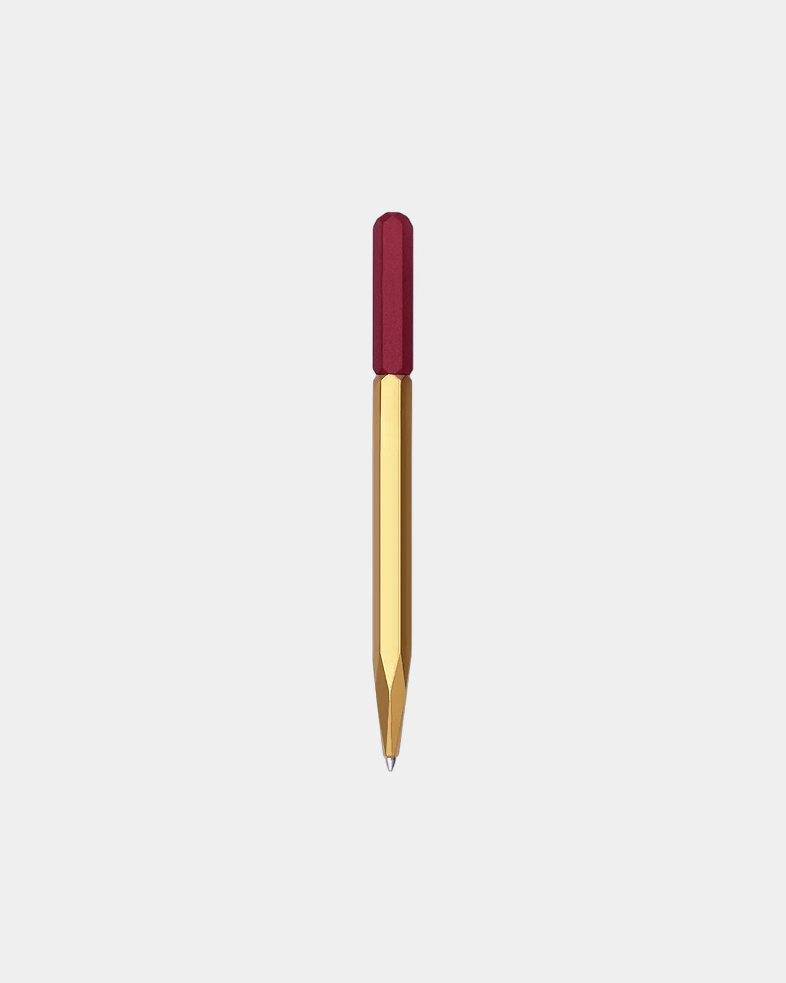 Stylo bille aluminium gravure laser à personnaliser - Raw Brass & Red